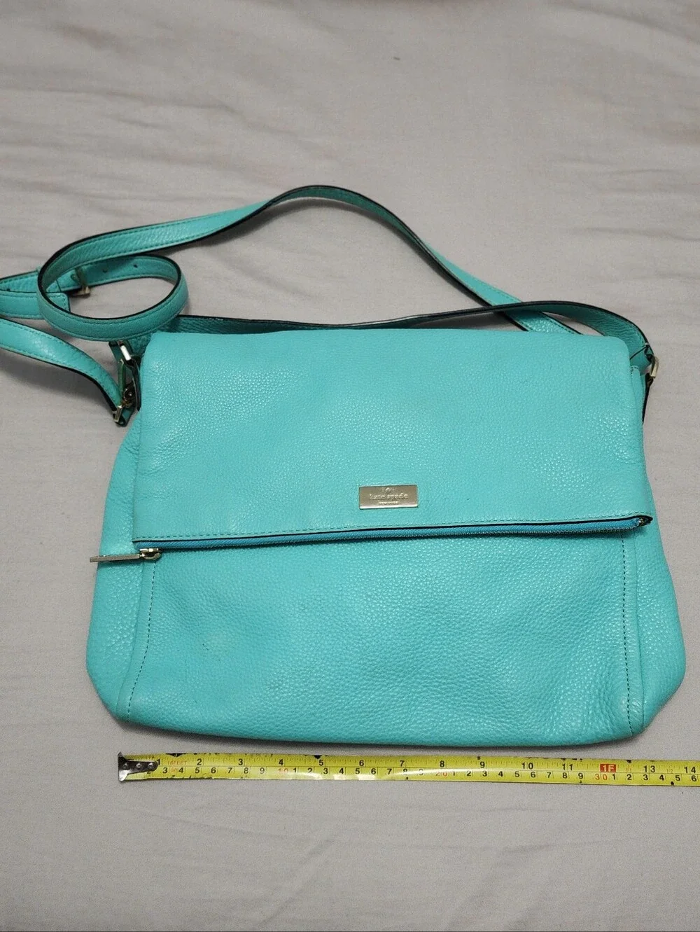 Kate Spade Turquoise Leather Fold-Over Crossbody Bag